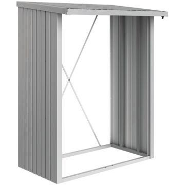 BIOHORT haardhoutopslag WoodStock 150 zilver metallic 102x157cm