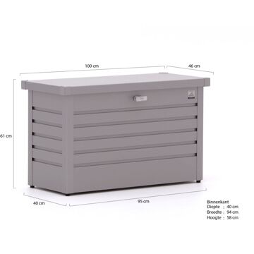BIOHORT Opbergbox/Hobbybox 100 kwartsgrijs metallic - 101 x 46 x 61 cm