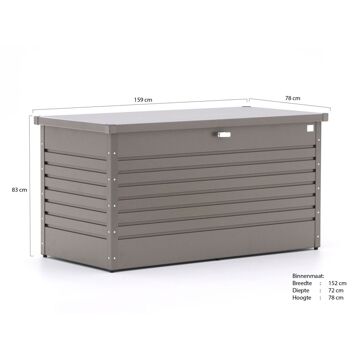 BIOHORT Opbergbox/Hobbybox 160 kwartsgrijs metallic - 159 x 79 x 83 cm