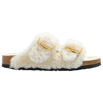 Birkenstock Arizona Grote Gesp Shearling Sandalen Birkenstock , Beige , Dames - 38 Eu,37 Eu,40 Eu,36 Eu,35 EU