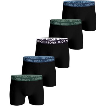 Björn Borg Bjorn Borg boxershorts 5-pack cotton stretch zwart met gekleurde logo band - XL