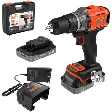Black & Decker Schroefklop machine/koffer +2x2.0ah Schroefboor
