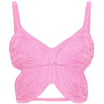 Blumarine Roze Mouwloze Butterfly Top Blumarine , Pink , Dames - M,S