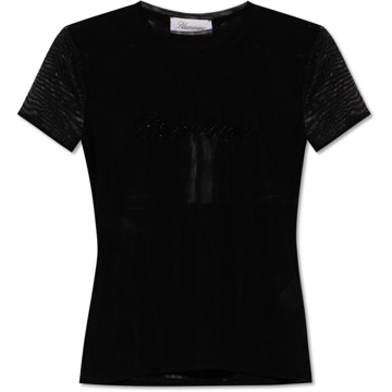 Blumarine Tweelaagse transparante T-shirt Blumarine , Black , Dames - L,M,S,Xs