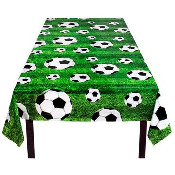 Boland Tafelkleed/tafellaken voetbal thema plastic 120 x 180 cm - Feesttafelkleden Multikleur