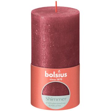 Bolsius Stompkaars Shimmer Red - Ø68 mm - Hoogte 13 cm - Rood - 60 Branduren