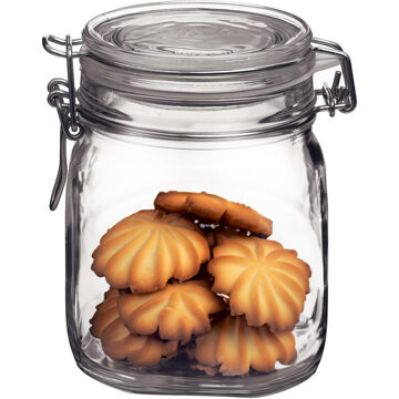 Bormioli Weckpot/inmaakpot - 750 ML - glas - met beugelsluiting - luchtdicht - 10 x 13 cm - Weckpotten Transparant