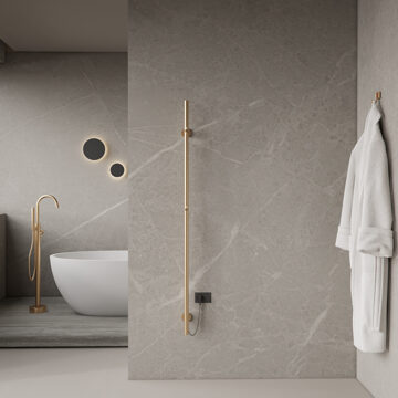 Boss & Wessing Elektrische Staafhanddoekradiator BWS Roku 60 Watt 150 cm Geborsteld Goud