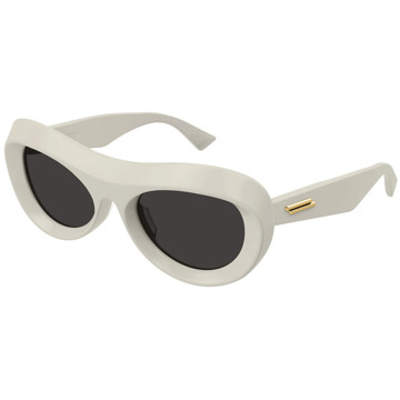 Bottega Veneta Ronde acetaat zonnebril met metalen franjes Bottega Veneta , White , Dames - 54 MM