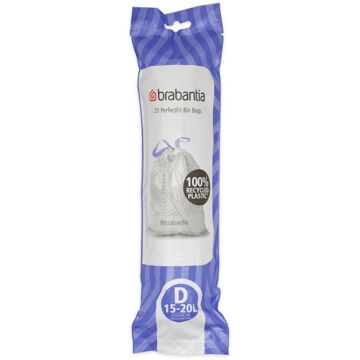 Brabantia Perfect Fit afvalzakken - 15/20 liter - Code D - 20 stuks Wit