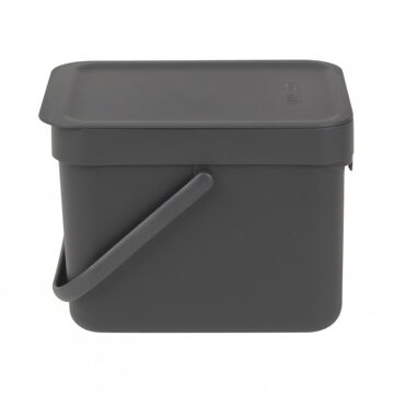 Brabantia Sort & Go Afvalemmer 6 L - Donkergrijs Antraciet