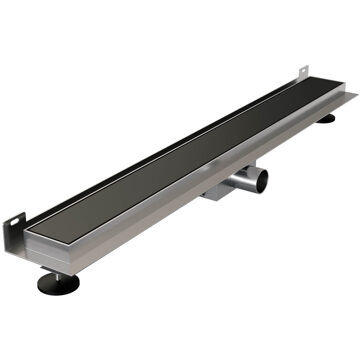 Brauer Douchegoot Brauer Mat Zwart Muur Montage Inclusief Vloerflens 70x7 cm Zero Tegelinlegrooster Omkeerbaar Brauer