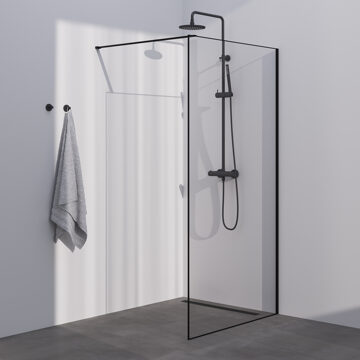 Brauer Inloopdouche Brauer Frame Set 1 Helder Glas 120x200 Met Muurprofiel En Lijst Rondom Mat Zwart Brauer