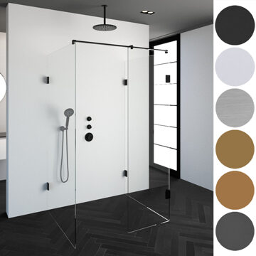 Brauer Inloopdouche Compleet XL Just Creating Profielloos 80x140 cm Mat Zwart