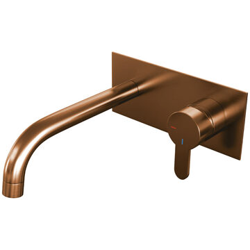 Brauer Wastafelkraan Inbouw Brauer Copper Edition B4 Coldstart Mengkraan Rond Geborsteld Koper PVD 1 Greeps met Achterplaat