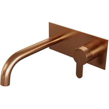 Brauer Wastafelkraan Inbouw Brauer Copper Edition B4 Coldstart Mengkraan Rond Geborsteld Koper PVD 1 Greeps met Achterplaat