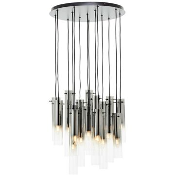 Brilliant Glasini Hanglamp 14-lichts - Zwart/Gerookt Glas