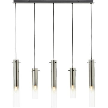 Brilliant Glasini Hanglamp 5-lichts - Zwart/Gerookt Glas