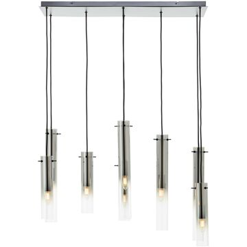 Brilliant Glasini Hanglamp 8-lichts - Zwart/Gerookt Glas