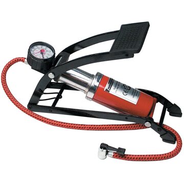 Brüder Mannesmann Bruder Mannesmann Voetpomp - rood - 5 bar - 1 cilinder - 600 mm luchtslang - Fietspompen