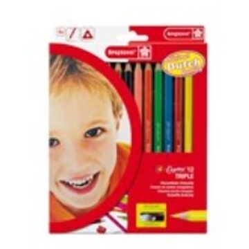 Bruynzeel Inspiring Young set 12 driekantige kleurpotloden triple met slijper