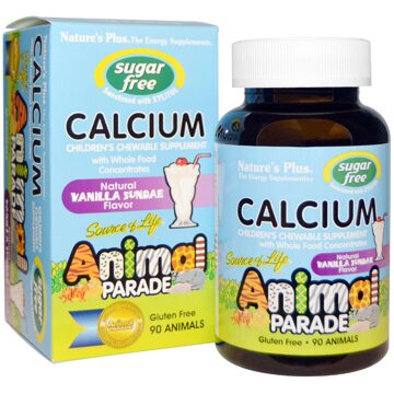 Calcium, Sugar Free, Natural Vanilla Sundae Flavor (90 Animals) - Nature's Plus