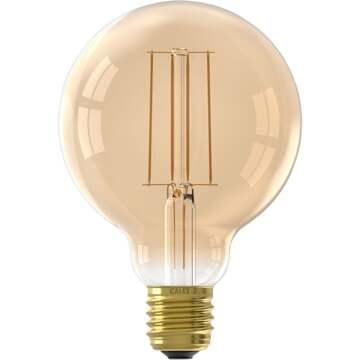 Calex Filament LED Lamp - E27 - Globe 9.5cm - Vintage Lichtbron - Goud - Warm Wit Licht - Dimbaar - 4.5W Goudkleurig