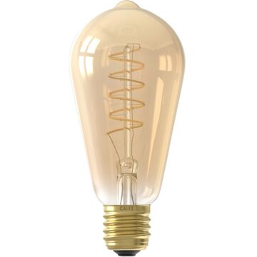 Calex Spiraal Filament LED Lamp - E27 - Rustiek - Vintage Lichtbron - Goud - Warm Wit Licht - Dimbaar - 3.8W Goudkleurig