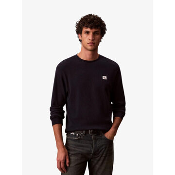 Calvin Klein Heren longsleeve wafel badge Blauw - S