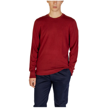 Calvin Klein Jeans Wollen Gebreide Trui, Ronde Hals, Bordeaux Calvin Klein Jeans , Red , Heren - 2Xl,Xl,L,M,S