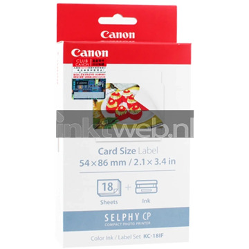 Canon KC-18IF-kleureninkt + 54 x 86 mm stickerpapier, 18 vel Inkt