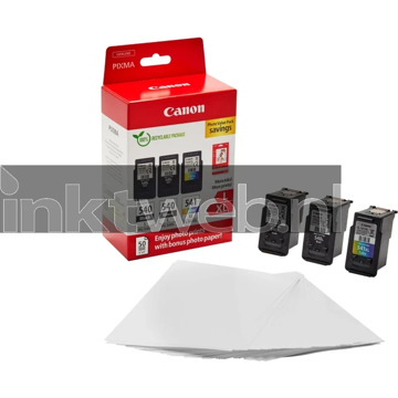 Canon PG-540L / CL-541XL 3-pack met fotopapier - originele inktcartridges zwart en kleur