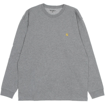 CARHARTT WIP Chase Longsleeve T-shirt Grijs Heather/goud Carhartt Wip , Gray , Heren - Xl,M