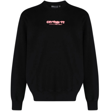 CARHARTT WIP Zwarte Sweaters met Logo Print Carhartt Wip , Black , Heren - M,S