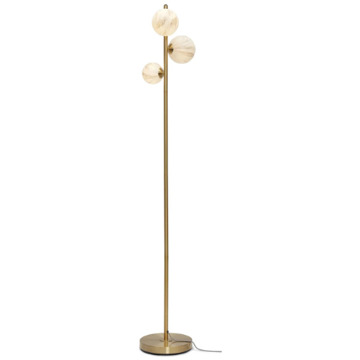 Carrara Vloerlamp - 3-bol - Goud Goud, Wit