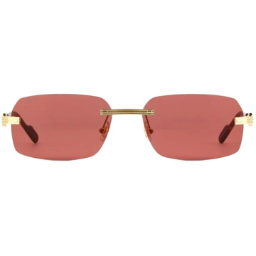 Cartier Gouden vierkante zonnebril met roze gespiegelde lenzen Cartier , Yellow , Unisex - 58 MM