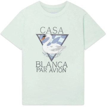 CASABLANCA Groene Aion T-Shirt met Bedrukt Logo Casablanca , Green , Heren - 2Xl,Xl,L,S