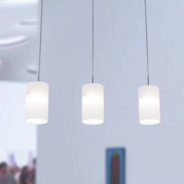 CASABLANCA Tube XL hanglamp, 3-lamps wit, geborsteld aluminium