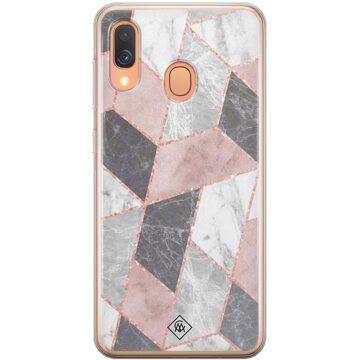 Casimoda Samsung Galaxy A40 siliconen telefoonhoesje - Stone grid Roze