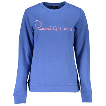 Cavalli Class Blauwe Katoenen Sweatshirt Geborduurd Logo Cavalli Class , Blue , Heren - 2Xl,Xl,L,M,S,Xs