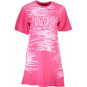 Cavalli Class Elegant Roze Print Jurk Korte Mouwen Cavalli Class , Pink , Dames - XS