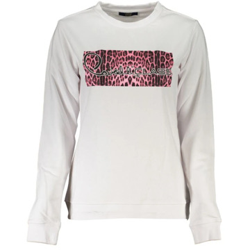 Cavalli Class Geborstelde Sweatshirt met Logo Print Cavalli Class , White , Dames - 2Xl,Xl,L,M,S,Xs