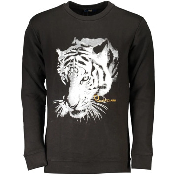 Cavalli Class Zwarte Katoenen Sweatshirt met Print Logo Cavalli Class , Black , Heren - Xl,L,M,S,3Xl