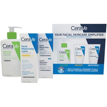 Cerave Exclusive Skincare Routine Simplified Set for Face Cleansing & Moisturising with Hyaluronic Acid, SPF & Niacinamide