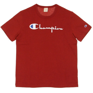 Champion Donkerrode Crewneck Tee T-Shirt Champion , Red , Heren - Xl,L,M