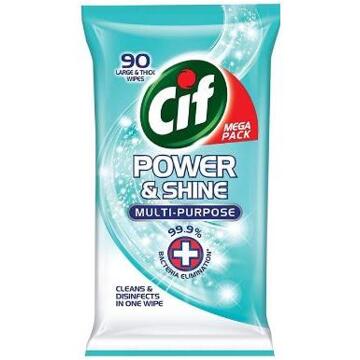 Cif Reiniging en desinfectiedoekjes |Cif Power & Shine vochtige schoonmaakdoekjes  Mega pak - 90 stuks