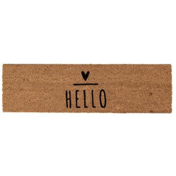 Clayre & Eef Deurmat hello kokos 75x22cm bruin