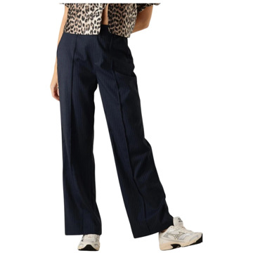 Colourful Rebel Donkerblauwe Pinstripe Straight Broek Colourful Rebel , Blue , Dames - L,M,S,Xs