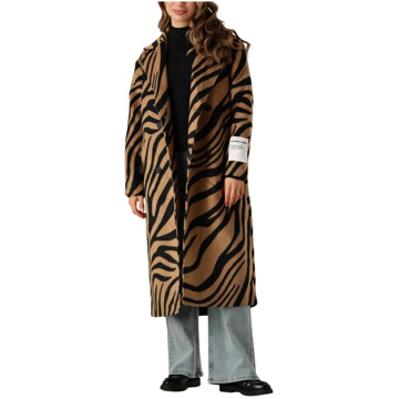 Colourful Rebel Zania Double Breasted Wool Long Coat Colourful Rebel , Brown , Dames - L,M,S