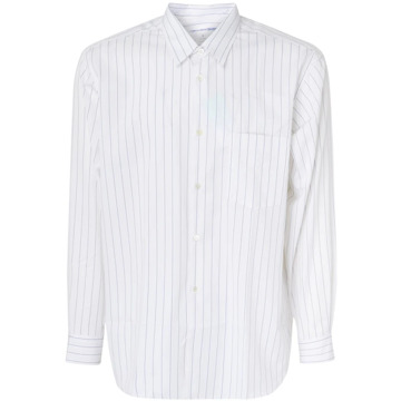 Comme Des Garçons Wit en marineblauw gestreept overhemd Comme des Garçons , White , Heren - L,M